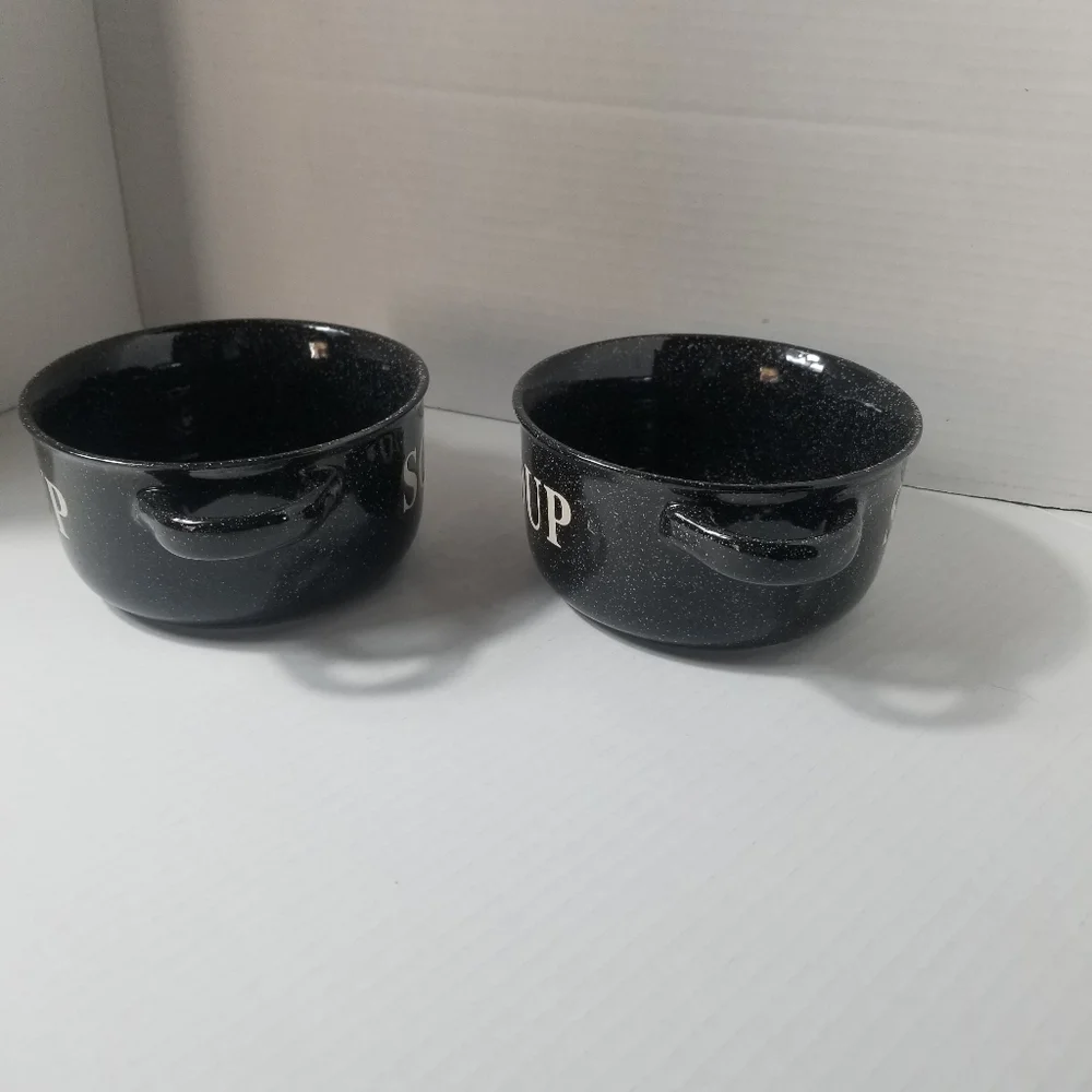 SOUP BOWLS MICROWAVE AND DISHWASHER SAFE BLACK AND WHITE CAMPING BOWLS